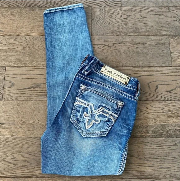 ❤️NeW❤️ ROCK REVIVAL NANNA SKINNY JEANS Size 28 - Picture 4 of 13